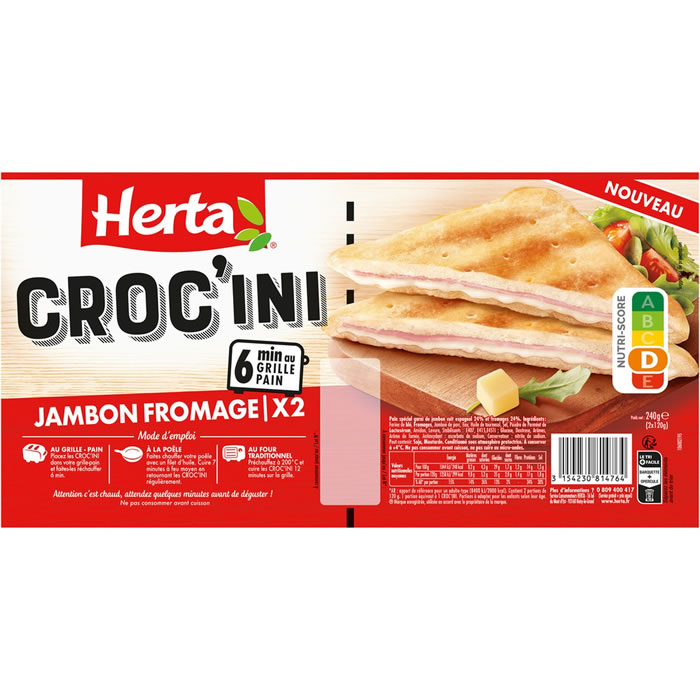 HERTA Croc'ini Croque-monsieur au jambon et fromage