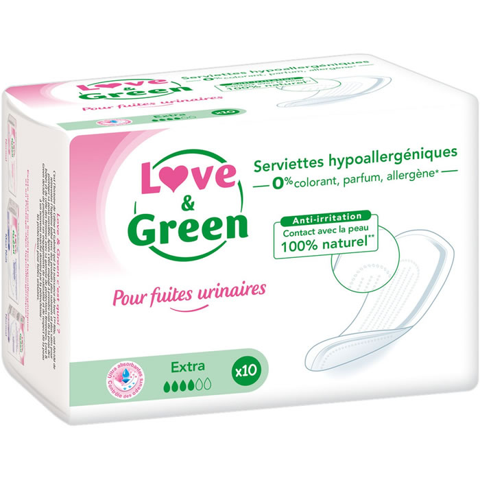 LOVE & GREEN Serviettes hygiéniques hypoallergénique extra