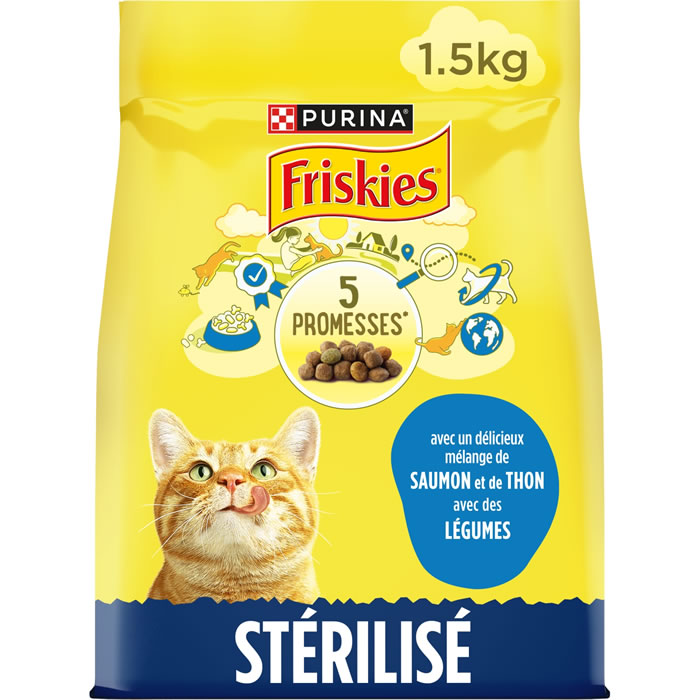 PURINA Friskies Croquettes au saumon et légumes pour chat stérilisé