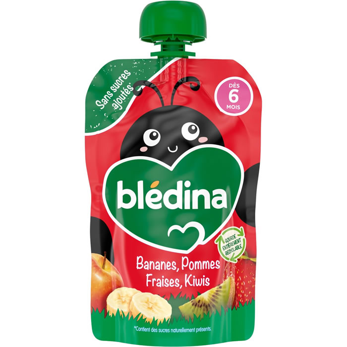 BLEDINA Dessert pomme, banane, fraise et kiwi dès 6 mois