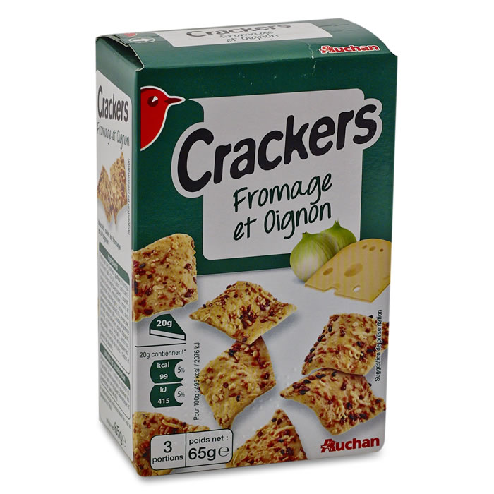 AUCHAN Crackers au fromage et à l'oignon
