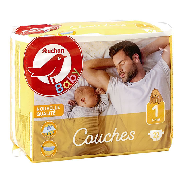 AUCHAN Baby Couches New born taille 1 (2-5 kg)