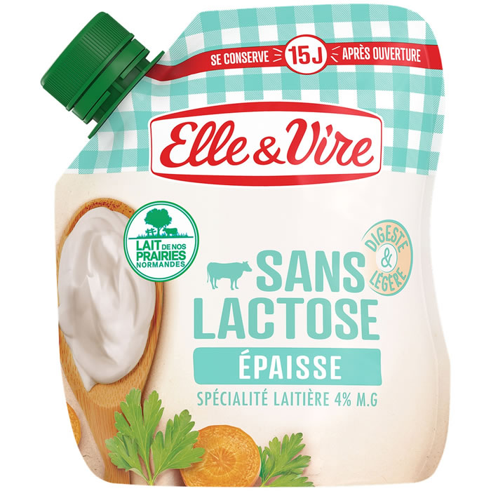 ELLE&VIRE Crème épaisse légère sans lactose 4% M.G