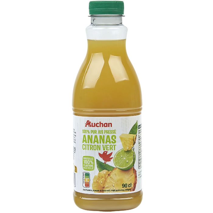 AUCHAN Pur jus pressé ananas et citron vert