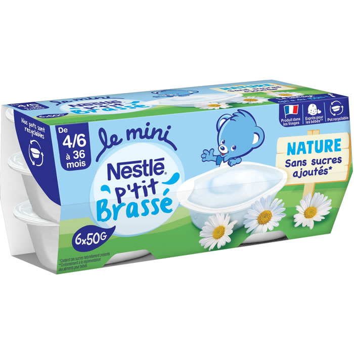 NESTLE P'tit Brassé Mini Dessert lacté nature dès 4 mois