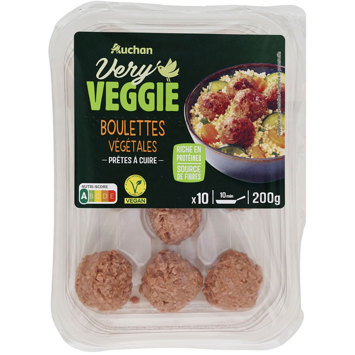 AUCHAN Very Veggie Boulettes végé à base de pois et de blé