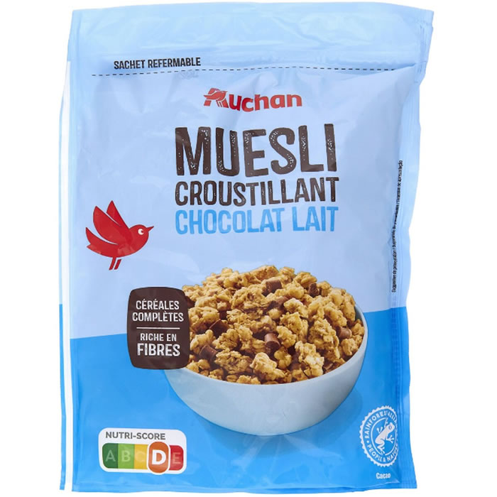 AUCHAN Muesli aux céréales et au chocolat au lait