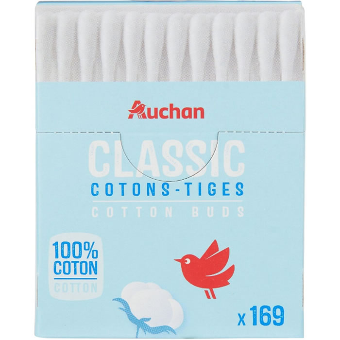 AUCHAN Cotons-tiges en papier
