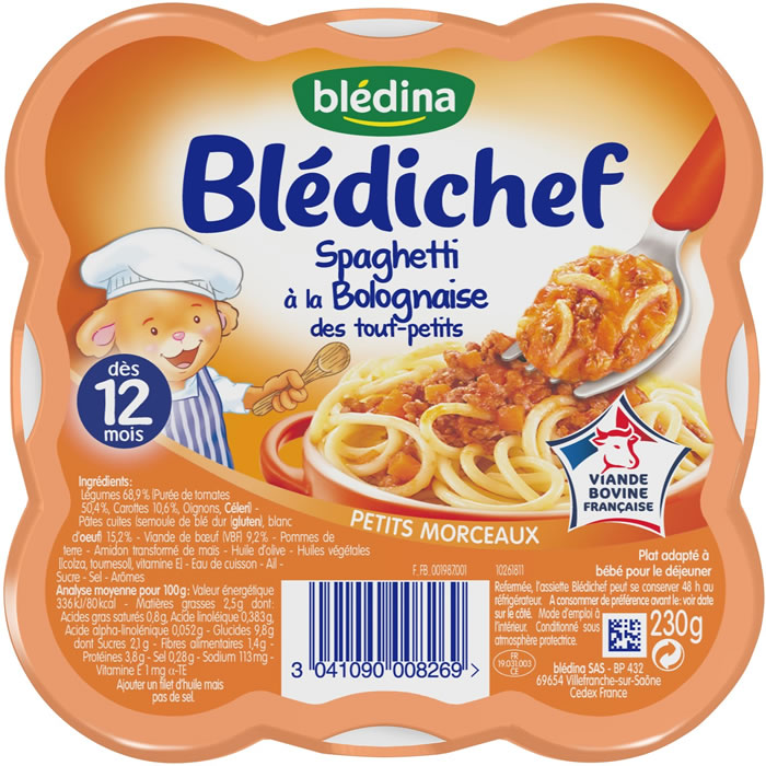 BLEDINA Blédichef Spaghetti bolognaise dès 12 mois
