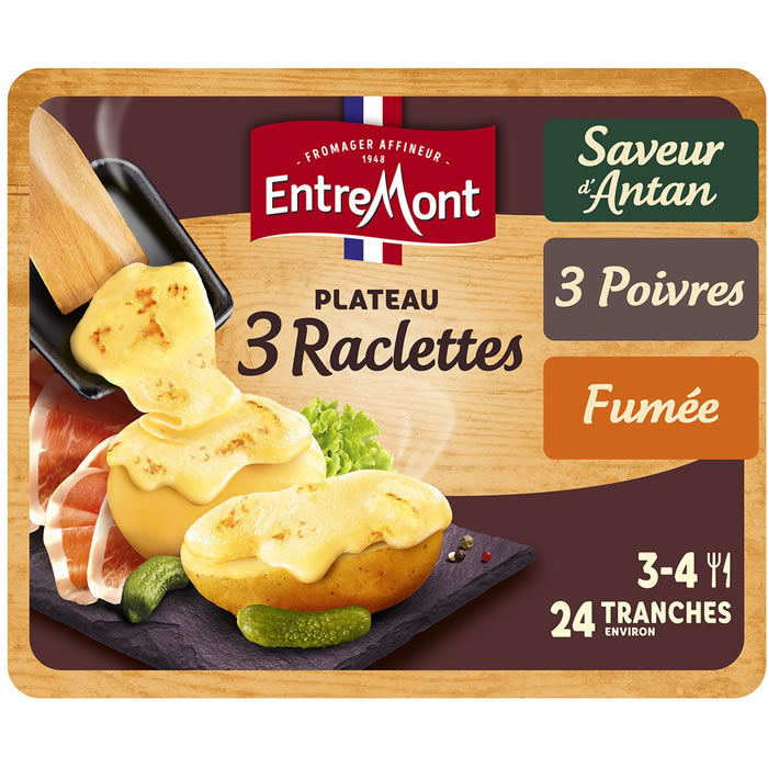 ENTREMONT Plateau Fromage à raclette Saveur d'Antan, 3 poivres et fumée