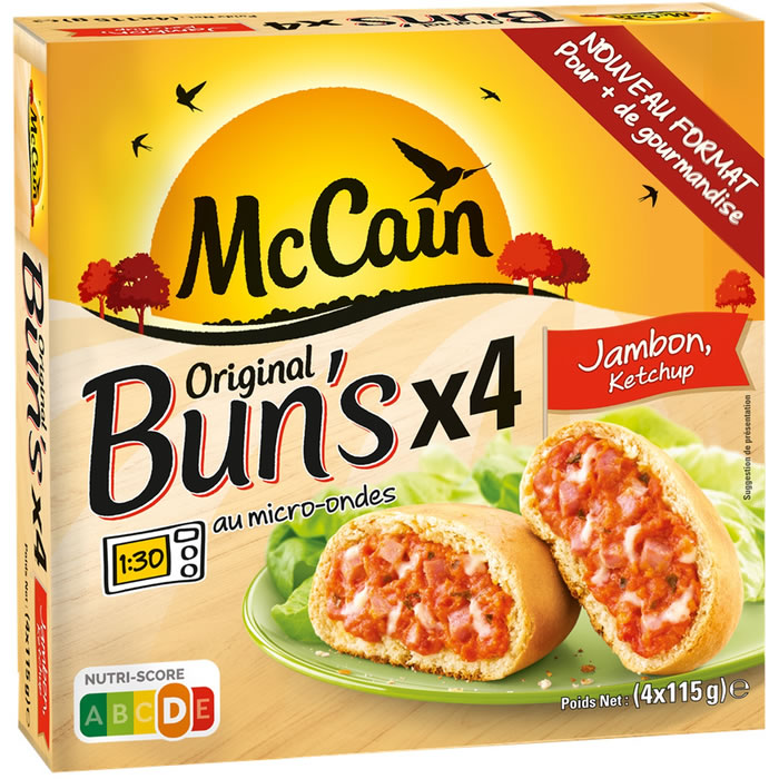 MC CAIN Bun's au jambon et ketchup micro-ondes
