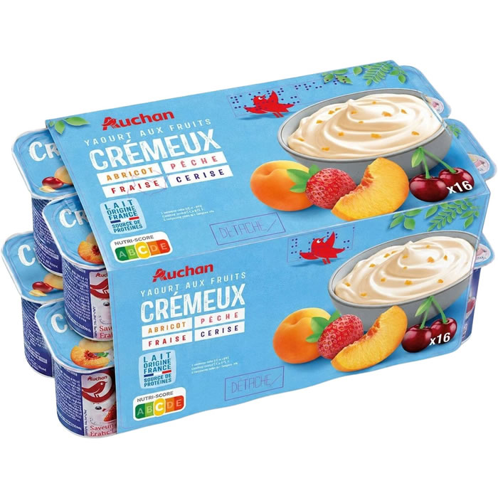 AUCHAN Panaché de yaourts aux morceaux de fruits