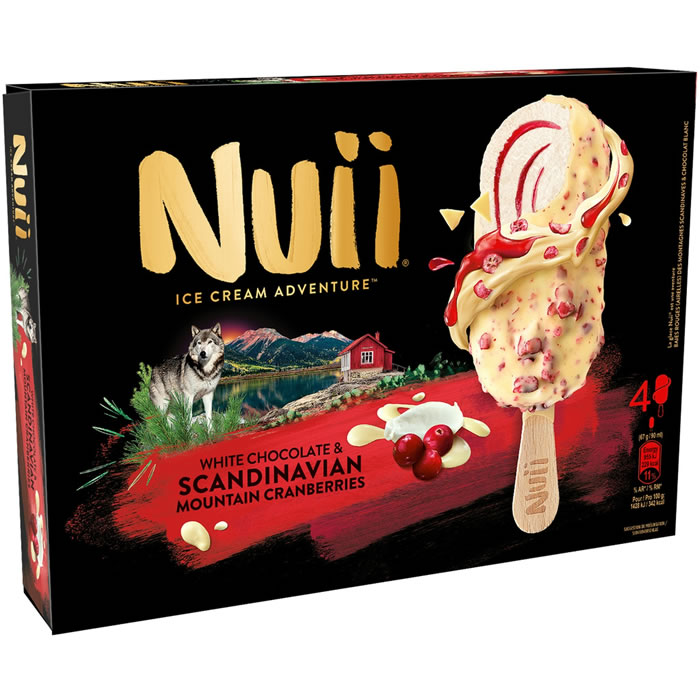 NUII Bâtonnets glacés vanille, chocolat blanc et cranberries