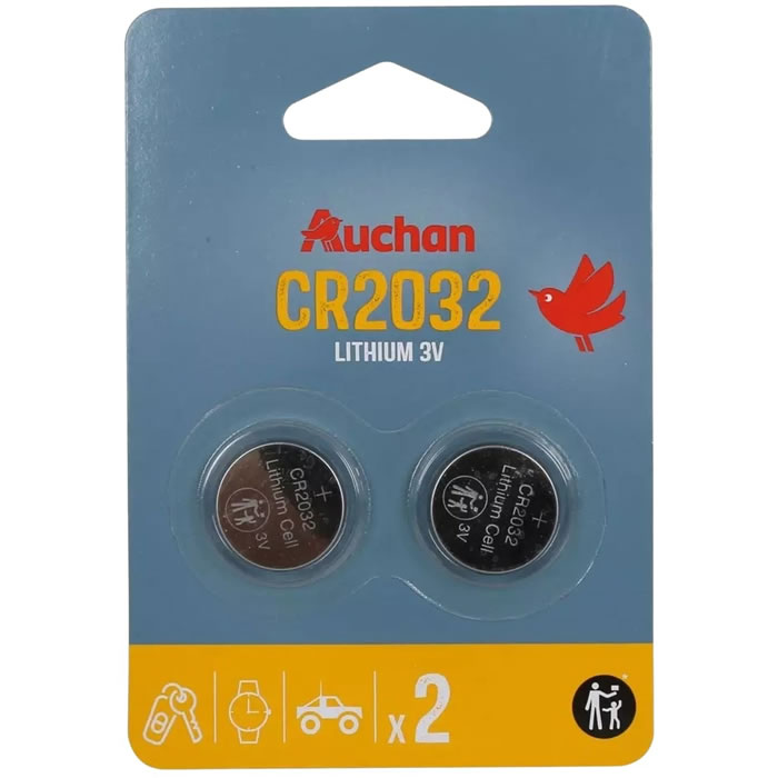 AUCHAN Piles boutons lithium - type CR 2032