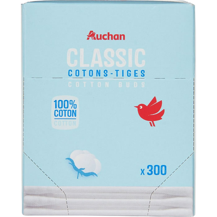 AUCHAN Cotons-tiges en papier