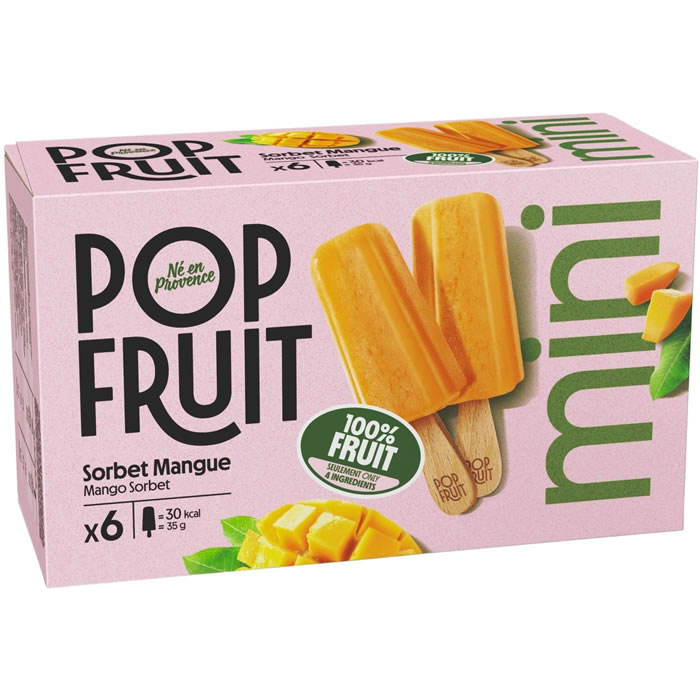 POP FRUIT Mini bâtonnets sorbets glacés à la mangue