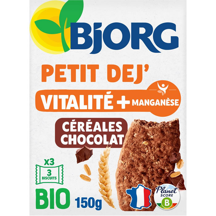 BJORG Petit Dej' Biscuits aux céréales et chocolat bio