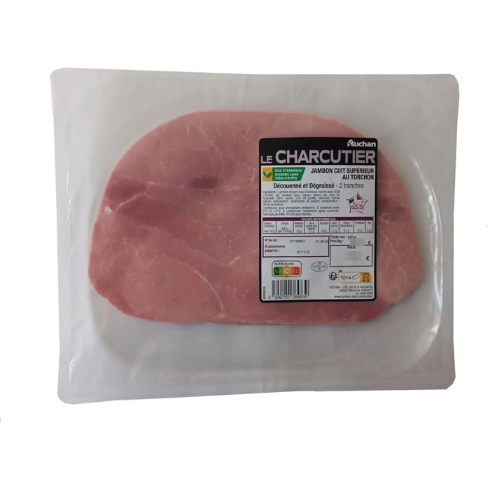 AUCHAN Le Charcutier Jambon cuit au torchon