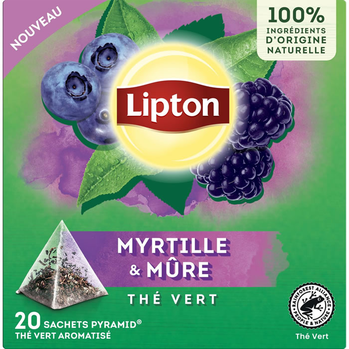 LIPTON Pyramid Thé vert à la myrtille et mûre