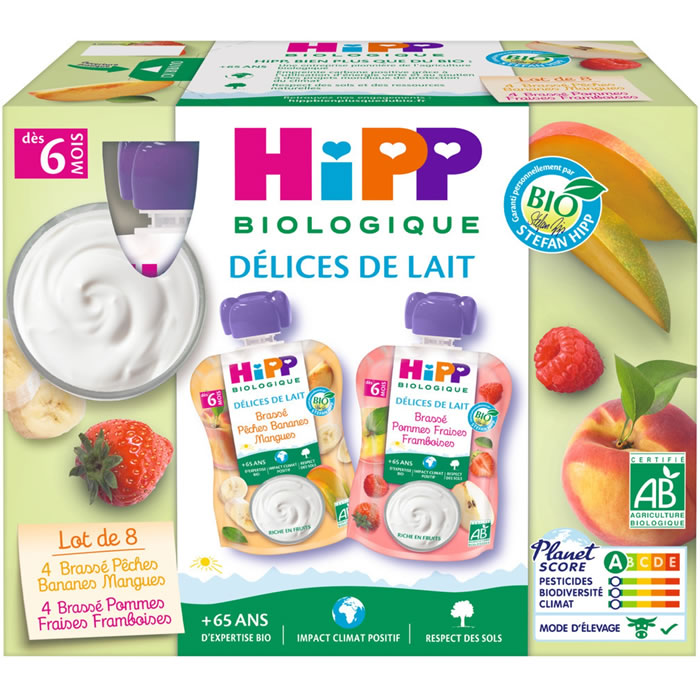 HIPP Assortiment de desserts lactés 2 variétés bio dès 6 mois