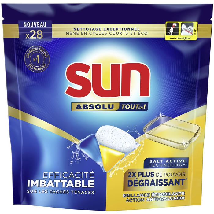 SUN Absolu Tout-En-1 Tablettes lave-vaisselle au citron