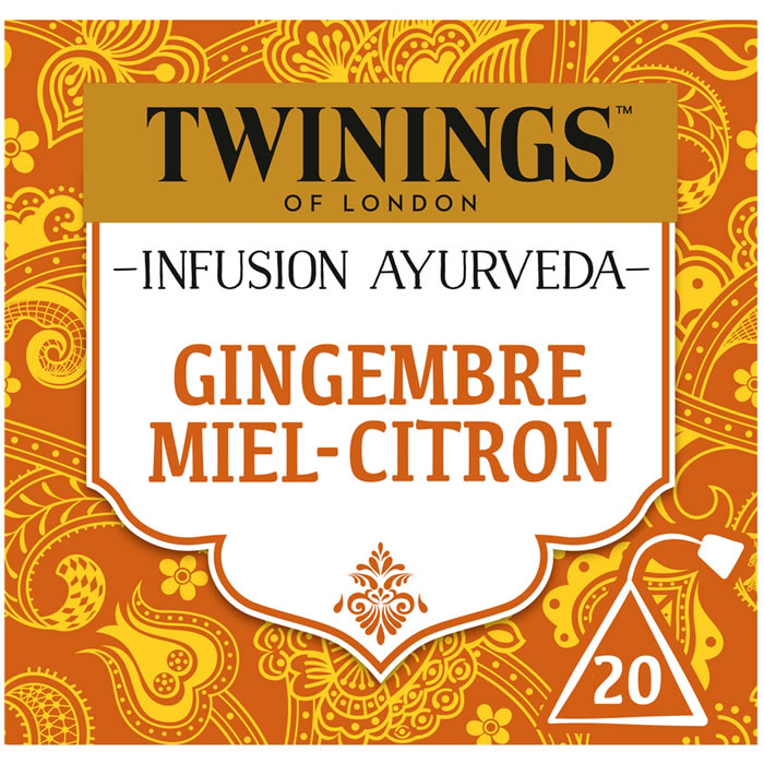 TWININGS Ayurveda Infusion aromatisé au gingembre, miel et citron