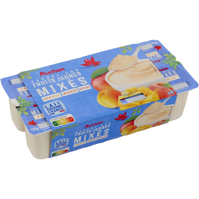 AUCHAN Les Mixés Yaourts brassés aux fruits jaunes