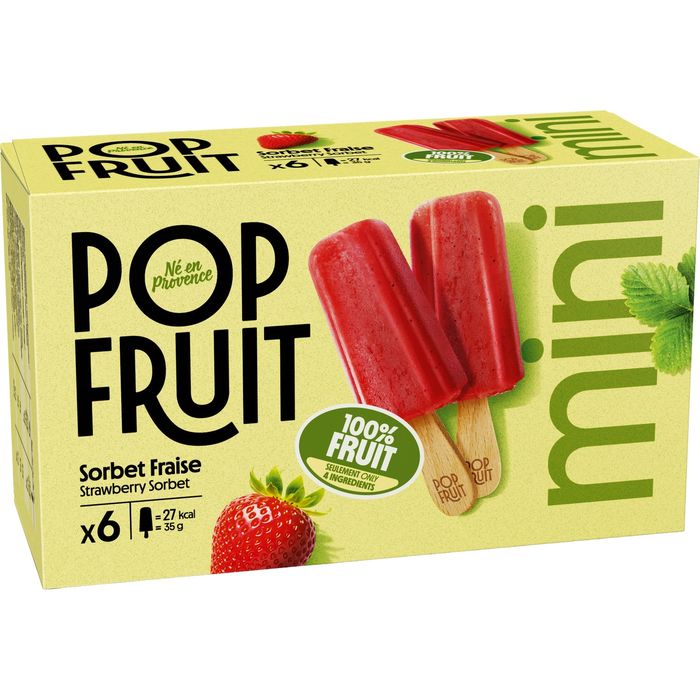 POP FRUIT Mini bâtonnets sorbets glacés à la fraise