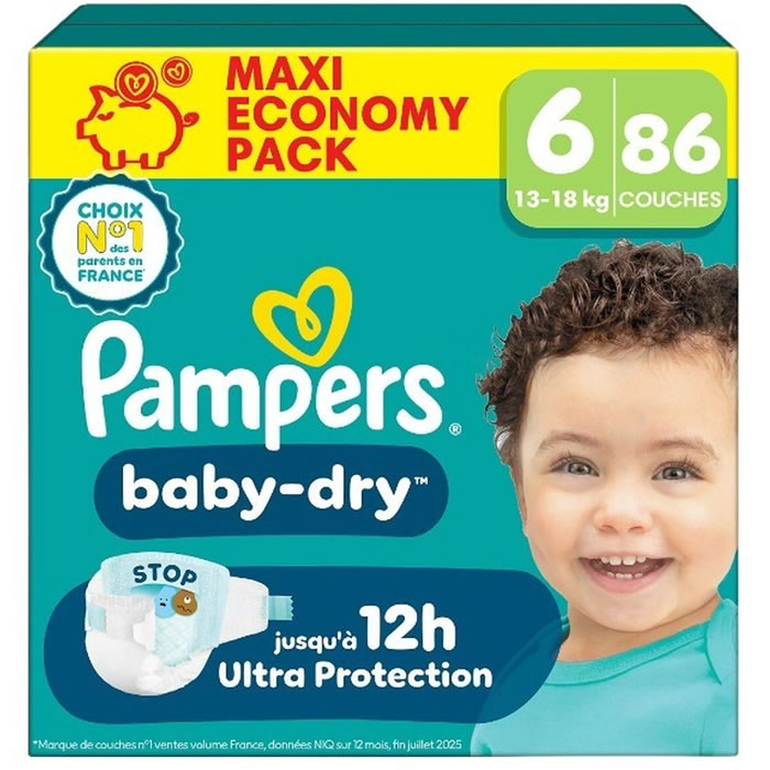 PAMPERS Baby-Dry Couches taille 6 (13-18 kg)