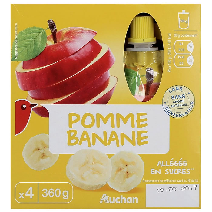 AUCHAN Dessert pomme et banane