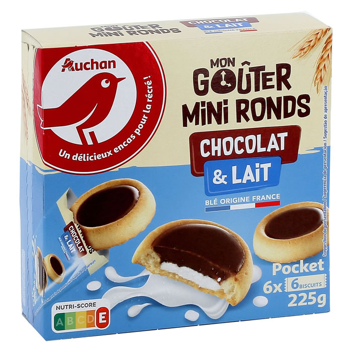 AUCHAN Mini tartelettes au chocolat et lait