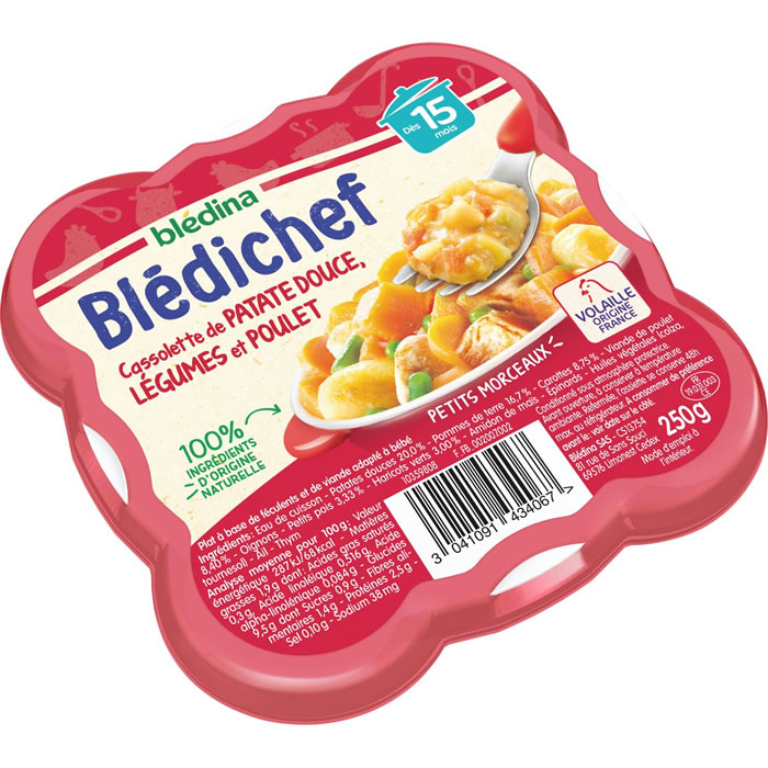 BLEDINA Blédichef Cassolette patate douce, légumes et poulet dès 15 mois