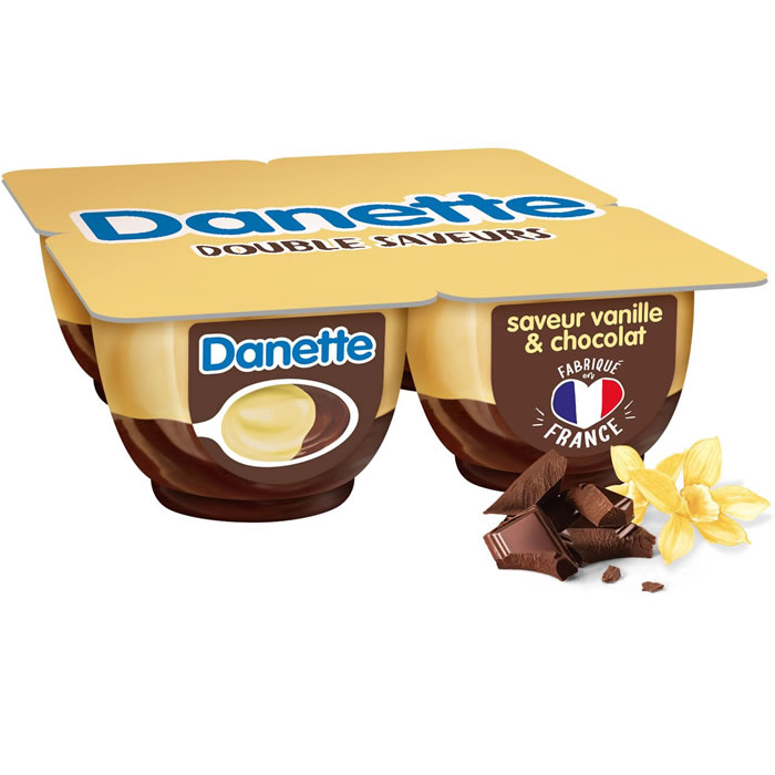 DANETTE Double saveurs Crème dessert à la vanille et chocolat
