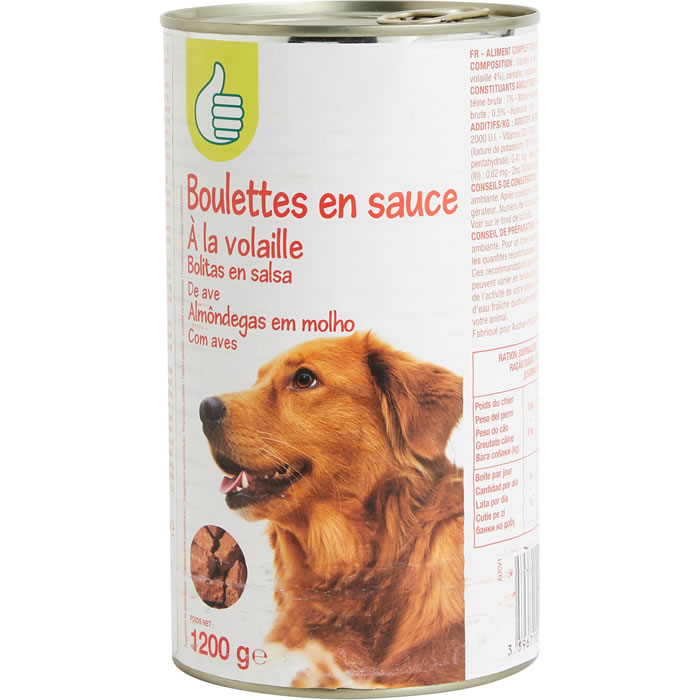 AUCHAN Essentiel Boulettes en sauce à la volaille pour chien