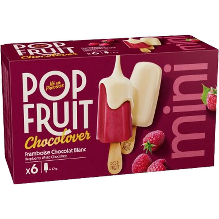 POP FRUIT Mini bâtonnets glacés framboise et chocolat blanc