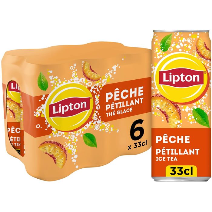 LIPTON Ice Tea Thé noir glacé gazeux aromatisé à la pêche