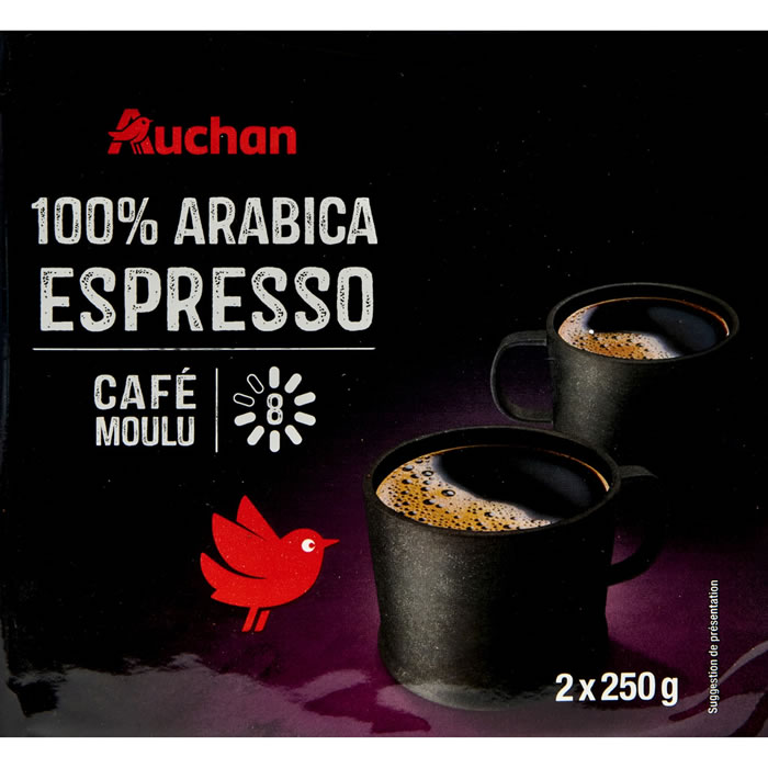 AUCHAN Café moulu espresso arabica N°8