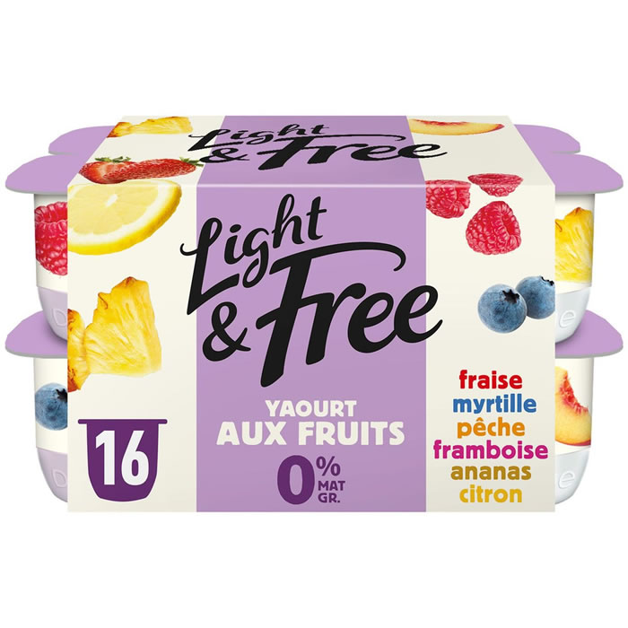 LIGHT & FREE Yaourts allégés aux fruits 0% M.G