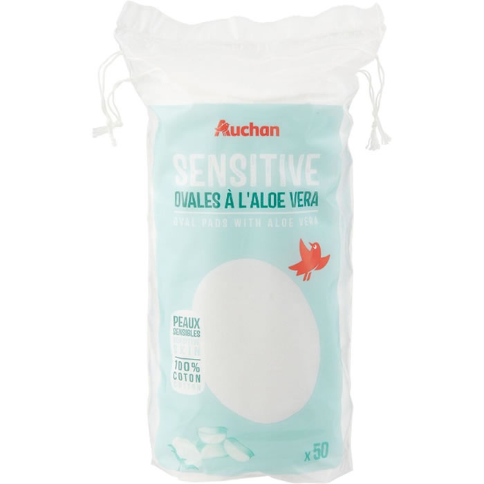 AUCHAN Cotons ovales à démaquiller à l'aloe vera