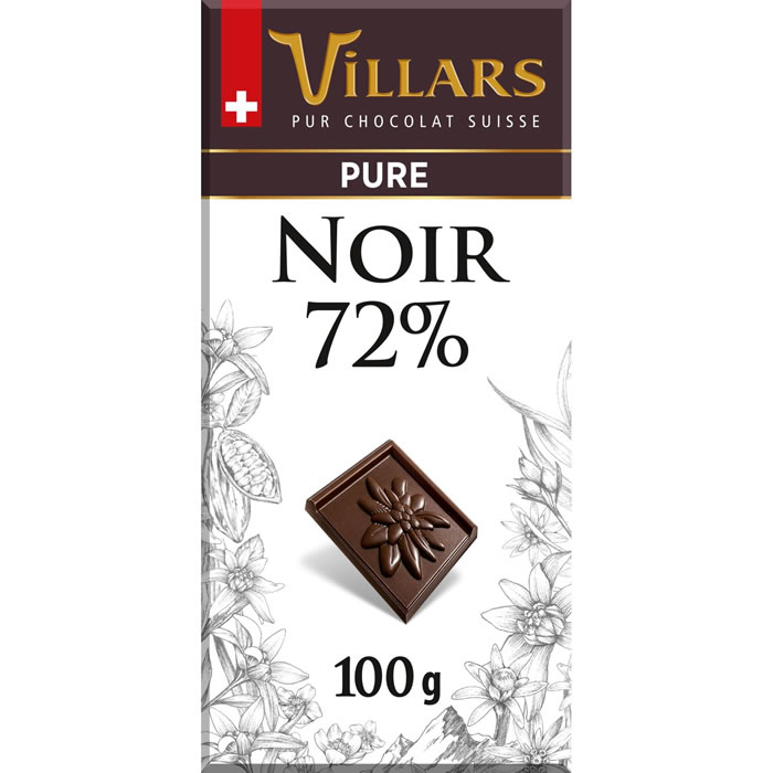 VILLARS Pure Tablette de chocolat noir 72%