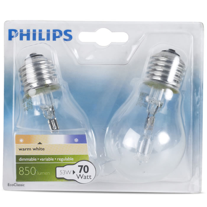 PHILIPS EcoClassic Ampoules Halogènes Poire E27 70W