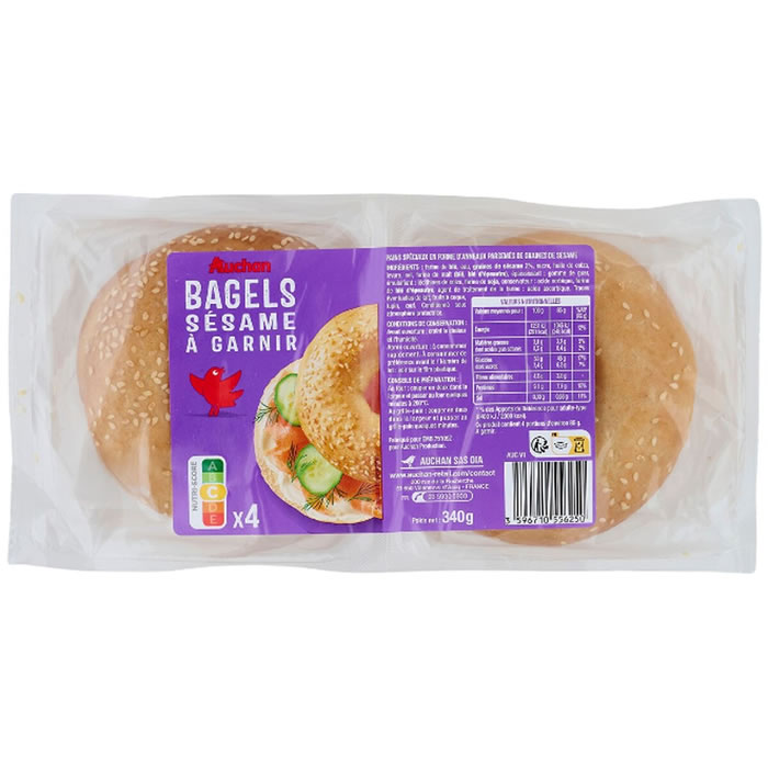 AUCHAN Bagels aux graines de sésame