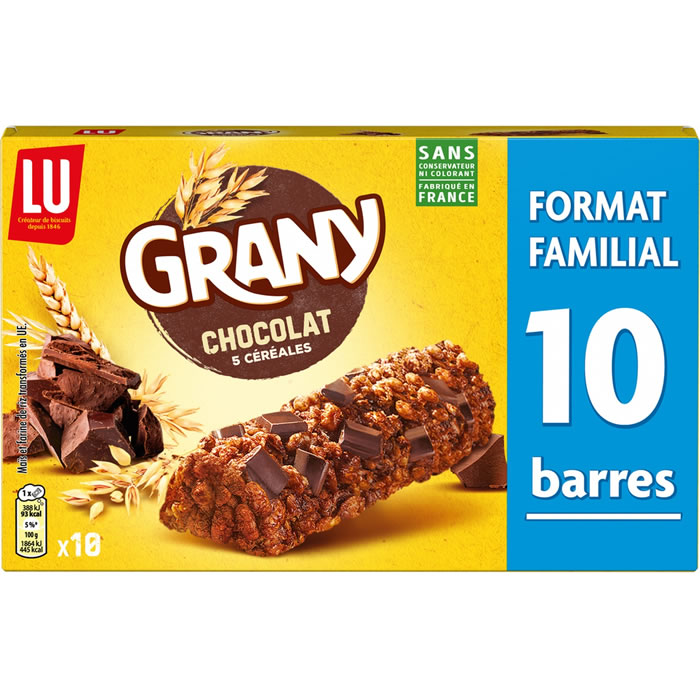 GRANY Barres céréalières au chocolat et 5 céréales