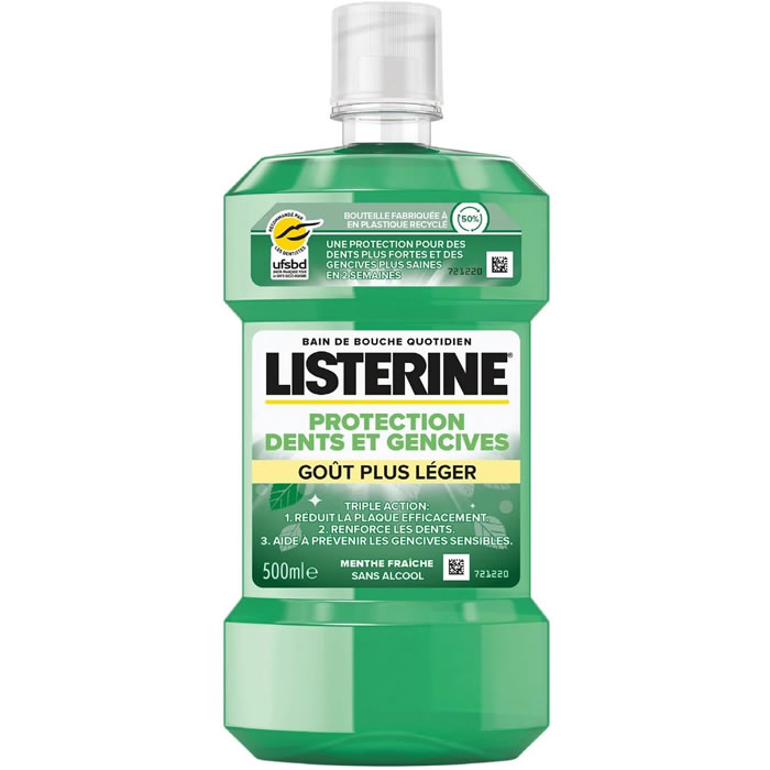 LISTERINE Bain de bouche protection dents et gencives menthe