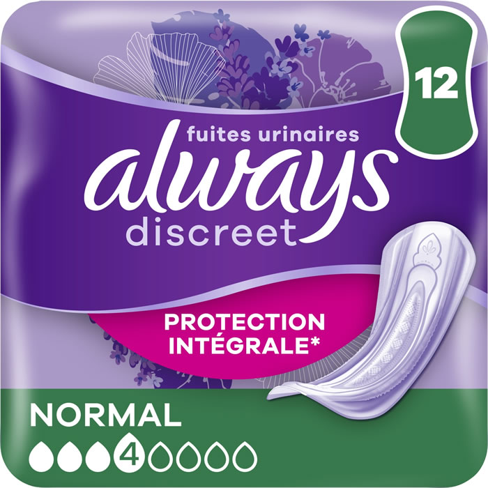 ALWAYS Discreet Serviettes hygiéniques protection intégrale normal