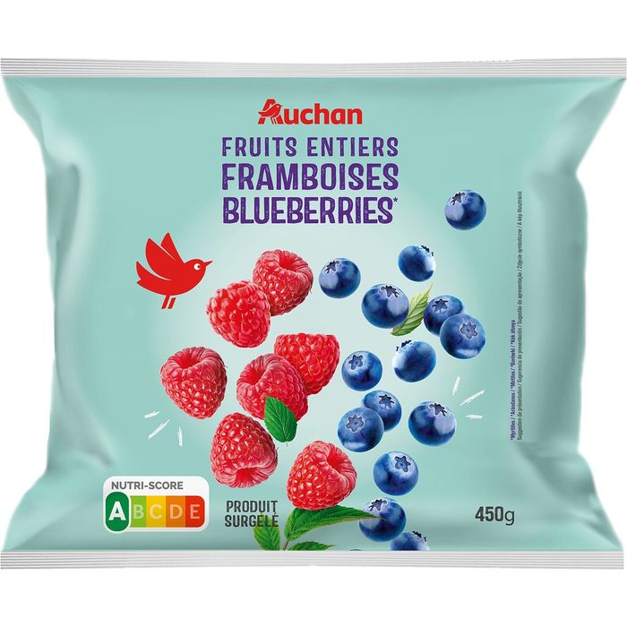 AUCHAN Framboises et myrtilles entières