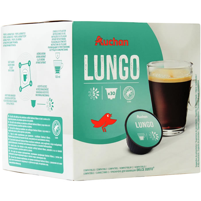 AUCHAN Capsules de café allongé N°5