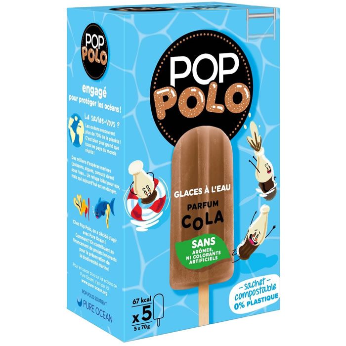 POP POLO Bâtonnets de glaces à l'eau aromatisées au cola