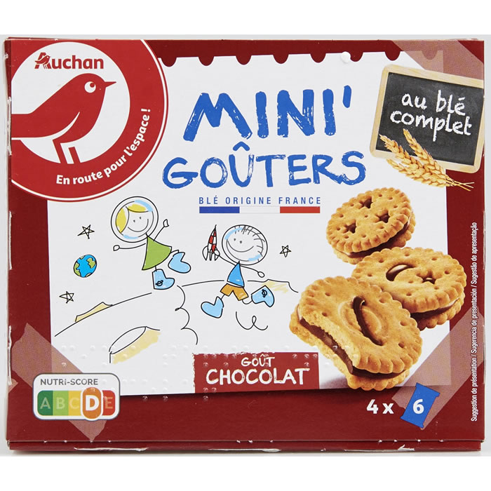 AUCHAN Mini Goûters Biscuits fourrés au chocolat