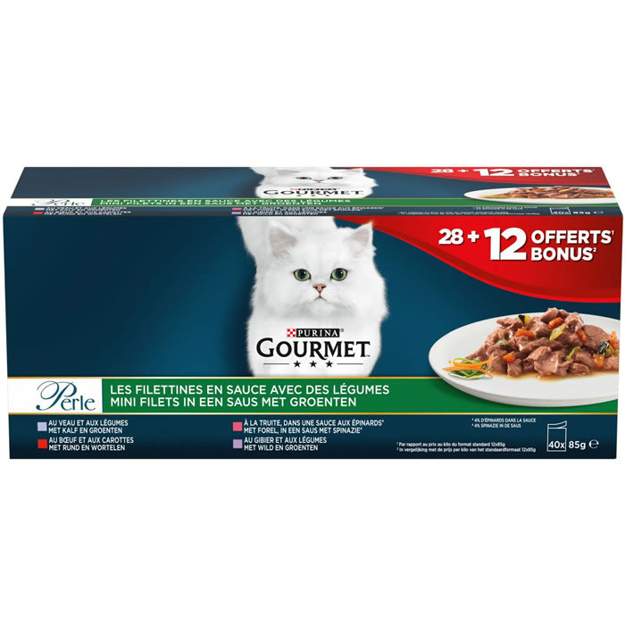 PURINA Gourmet Filettines en sauce pour chats au veau boeuf gibier truite